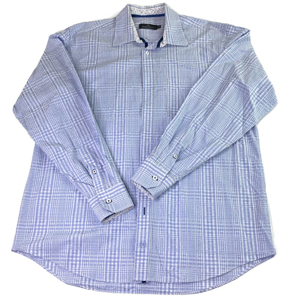Bugatchi Blue and White Button Down Shirt Size XL